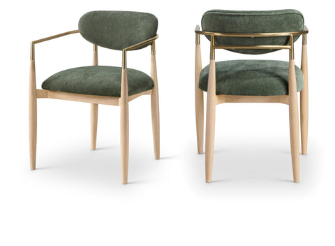 Harlow Olive Performance Fabric Upholstered Dining Arm Chair , 2-Piece (Style 1)