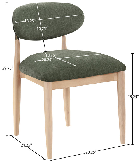 Harlow Olive Performance Fabric Upholstered Dining Side Chair , 2-Piece (Style 1)