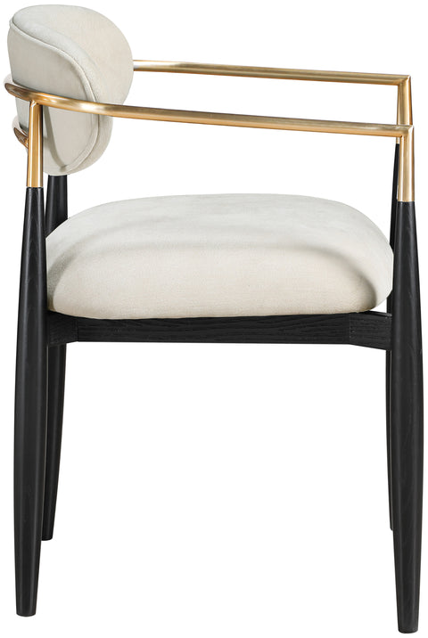 Harlow Beige Performance Fabric Upholstered Dining Arm Chair , 2-Piece (Style 1)