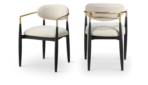 Harlow Beige Performance Fabric Upholstered Dining Arm Chair , 2-Piece (Style 1)