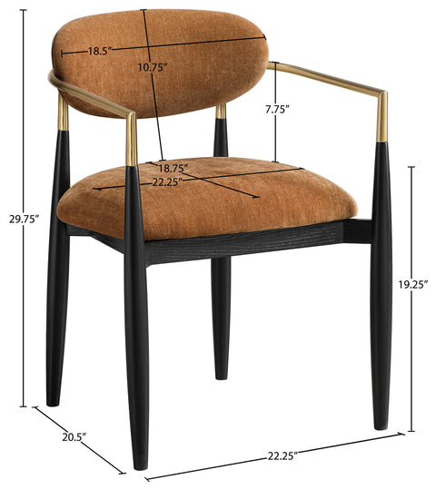 Harlow Cognac Performance Fabric Upholstered Dining Arm Chair , 2-Piece (Style 2)