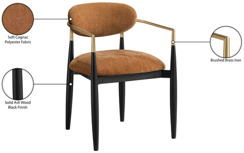 Harlow Cognac Performance Fabric Upholstered Dining Arm Chair , 2-Piece (Style 2)