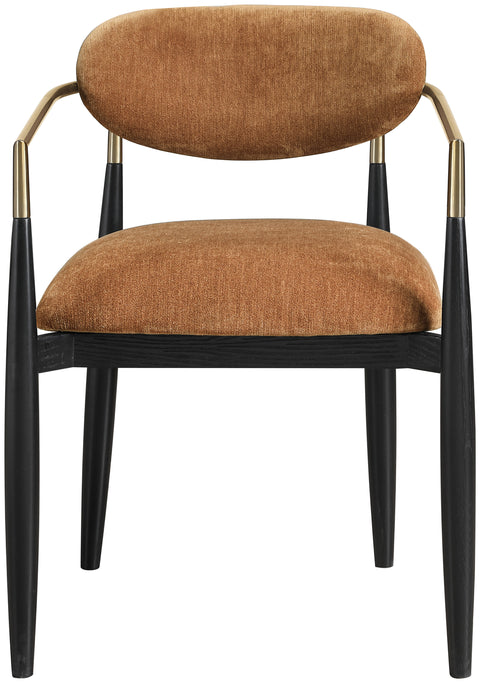 Harlow Cognac Performance Fabric Upholstered Dining Arm Chair , 2-Piece (Style 2)