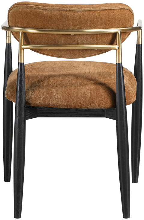 Harlow Cognac Performance Fabric Upholstered Dining Arm Chair , 2-Piece (Style 2)