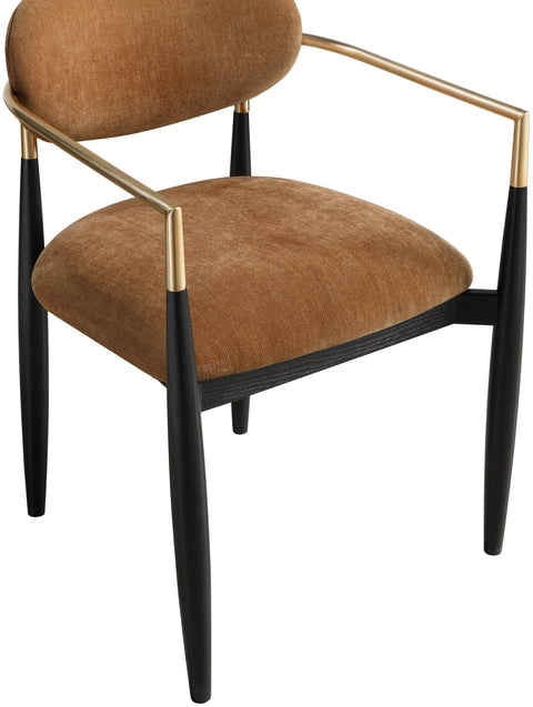 Harlow Cognac Performance Fabric Upholstered Dining Arm Chair , 2-Piece (Style 2)