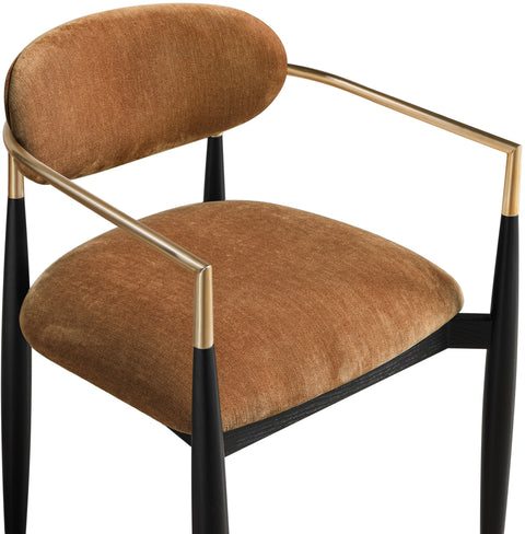 Harlow Cognac Performance Fabric Upholstered Dining Arm Chair , 2-Piece (Style 2)