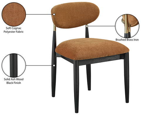 Harlow Cognac Performance Fabric Upholstered Dining Side Chair , 2-Piece (Style 2)