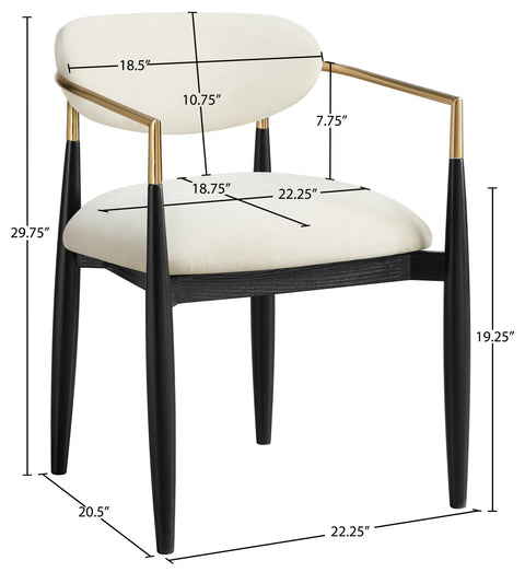Harlow Cream Performance Fabric Upholstered Dining Arm Chair , 2-Piece (Style 2)
