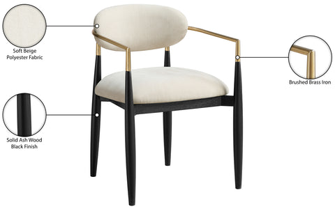 Harlow Cream Performance Fabric Upholstered Dining Arm Chair , 2-Piece (Style 2)