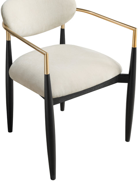 Harlow Cream Performance Fabric Upholstered Dining Arm Chair , 2-Piece (Style 2)
