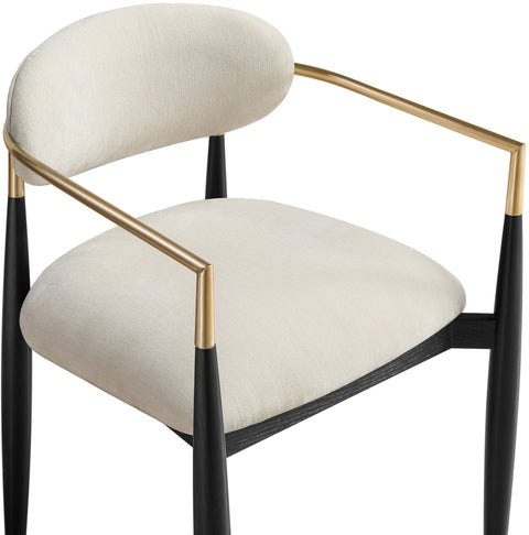Harlow Cream Performance Fabric Upholstered Dining Arm Chair , 2-Piece (Style 2)