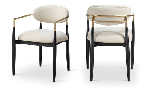 Harlow Cream Performance Fabric Upholstered Dining Arm Chair , 2-Piece (Style 2)