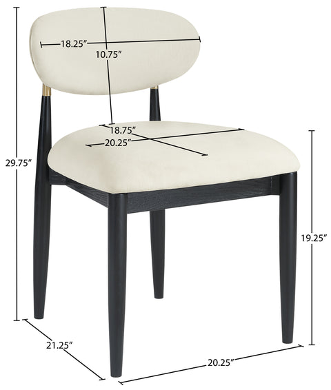 Harlow Cream Performance Fabric Upholstered Dining Side Chair , 2-Piece (Style 2)