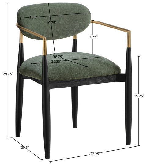 Harlow Olive Performance Fabric Upholstered Dining Arm Chair , 2-Piece (Style 2)