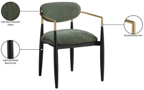 Harlow Olive Performance Fabric Upholstered Dining Arm Chair , 2-Piece (Style 2)