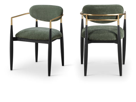 Harlow Olive Performance Fabric Upholstered Dining Arm Chair , 2-Piece (Style 2)