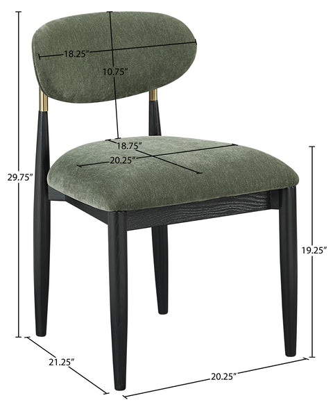 Harlow Olive Performance Fabric Upholstered Dining Side Chair , 2-Piece (Style 2)