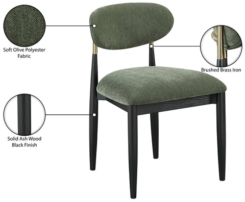 Harlow Olive Performance Fabric Upholstered Dining Side Chair , 2-Piece (Style 2)