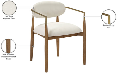 Harlow Beige Performance Fabric Upholstered Dining Arm Chair , 2-Piece (Style 2)