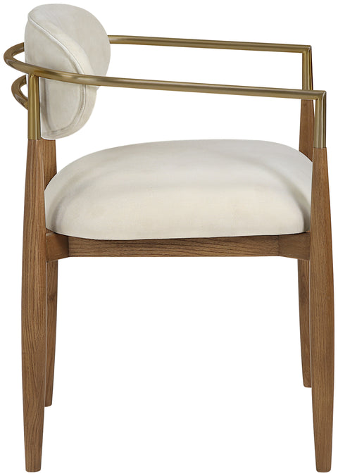 Harlow Beige Performance Fabric Upholstered Dining Arm Chair , 2-Piece (Style 2)