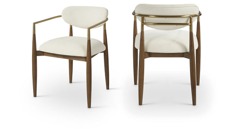 Harlow Beige Performance Fabric Upholstered Dining Arm Chair , 2-Piece (Style 2)