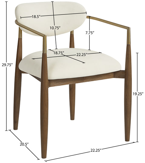 Harlow Cream Performance Fabric Upholstered Dining Arm Chair , 2-Piece (Style 3)