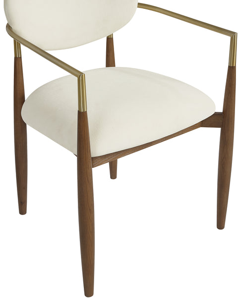 Harlow Cream Performance Fabric Upholstered Dining Arm Chair , 2-Piece (Style 3)