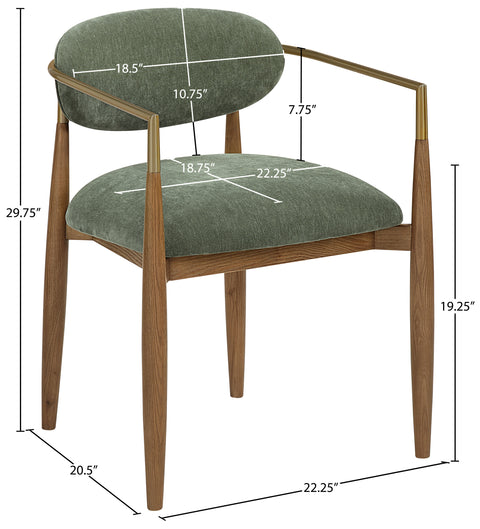 Harlow Olive Performance Fabric Upholstered Dining Arm Chair , 2-Piece (Style 3)