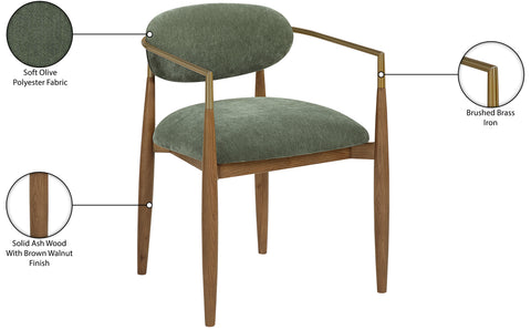 Harlow Olive Performance Fabric Upholstered Dining Arm Chair , 2-Piece (Style 3)