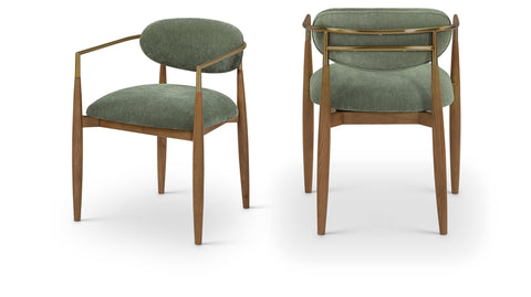 Harlow Olive Performance Fabric Upholstered Dining Arm Chair , 2-Piece (Style 3)