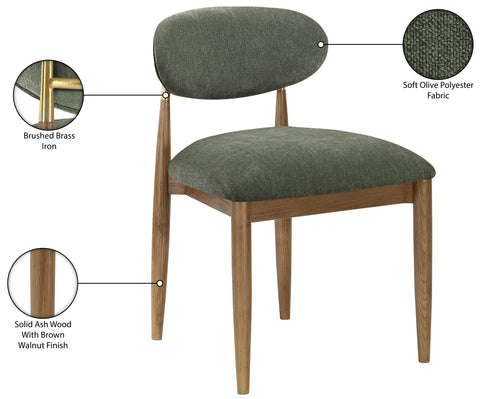 Harlow Olive Performance Fabric Upholstered Dining Side Chair , 2-Piece (Style 3)