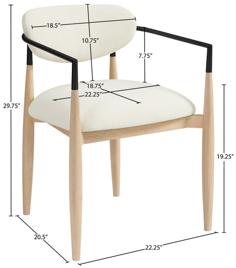 Harlow Cream Performance Fabric Upholstered Dining Arm Chair , 2-Piece (Style 4)