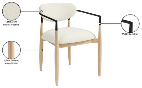 Harlow Cream Performance Fabric Upholstered Dining Arm Chair , 2-Piece (Style 4)