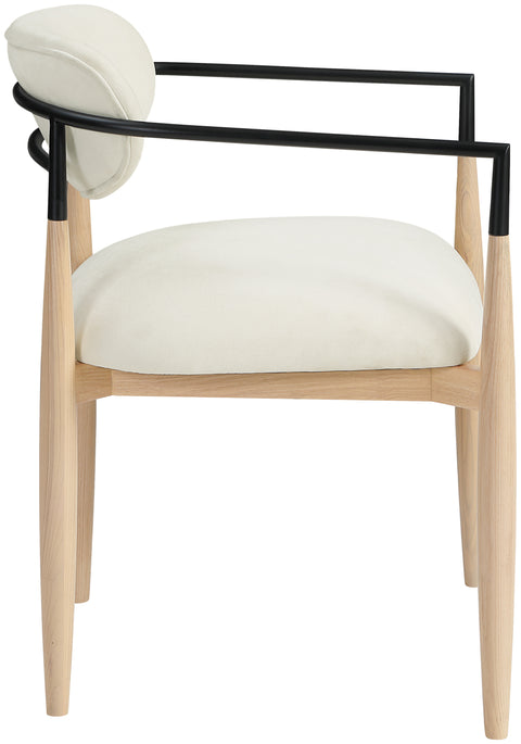 Harlow Cream Performance Fabric Upholstered Dining Arm Chair , 2-Piece (Style 4)