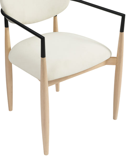 Harlow Cream Performance Fabric Upholstered Dining Arm Chair , 2-Piece (Style 4)