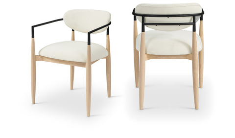 Harlow Cream Performance Fabric Upholstered Dining Arm Chair , 2-Piece (Style 4)
