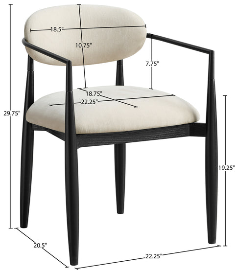 Harlow Beige Performance Fabric Upholstered Dining Arm Chair , 2-Piece (Style 3)