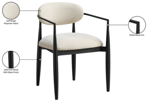 Harlow Beige Performance Fabric Upholstered Dining Arm Chair , 2-Piece (Style 3)