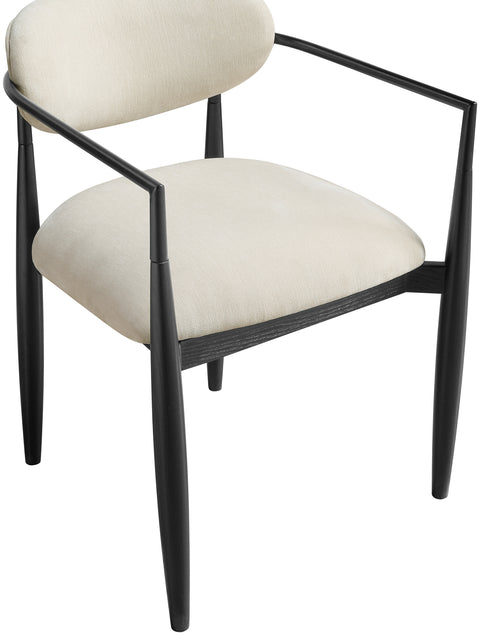 Harlow Beige Performance Fabric Upholstered Dining Arm Chair , 2-Piece (Style 3)
