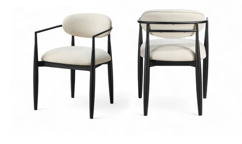 Harlow Beige Performance Fabric Upholstered Dining Arm Chair , 2-Piece (Style 3)