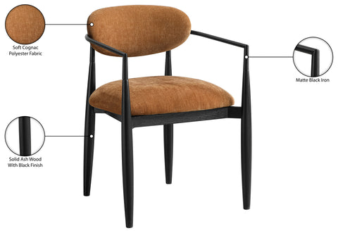 Harlow Cognac Performance Fabric Upholstered Dining Arm Chair , 2-Piece (Style 3)