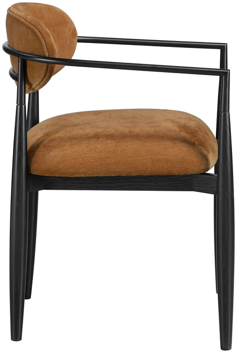 Harlow Cognac Performance Fabric Upholstered Dining Arm Chair , 2-Piece (Style 3)