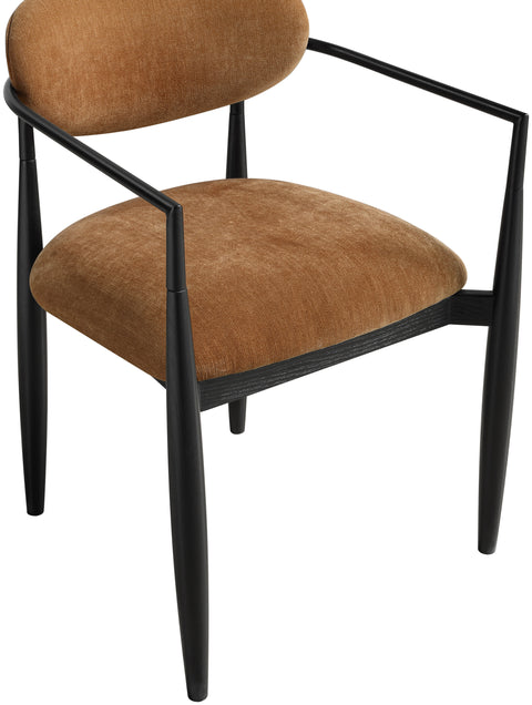 Harlow Cognac Performance Fabric Upholstered Dining Arm Chair , 2-Piece (Style 3)