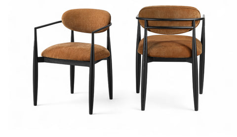 Harlow Cognac Performance Fabric Upholstered Dining Arm Chair , 2-Piece (Style 3)