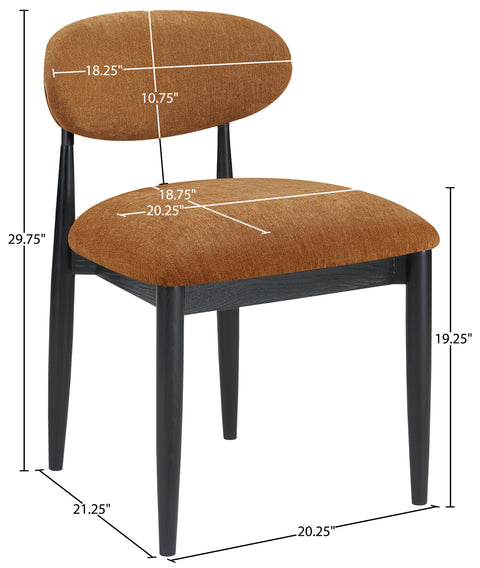 Harlow Cognac Performance Fabric Upholstered Dining Side Chair , 2-Piece (Style 3)