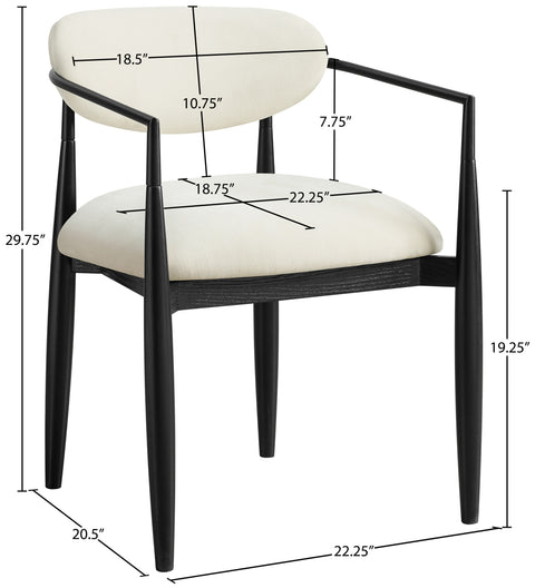 Harlow Cream Performance Fabric Upholstered Dining Arm Chair , 2-Piece (Style 5)