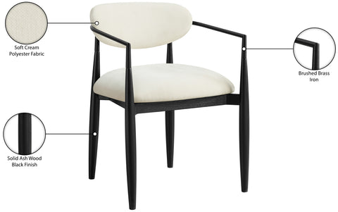 Harlow Cream Performance Fabric Upholstered Dining Arm Chair , 2-Piece (Style 5)
