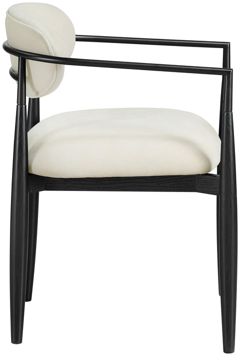 Harlow Cream Performance Fabric Upholstered Dining Arm Chair , 2-Piece (Style 5)
