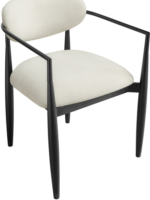 Harlow Cream Performance Fabric Upholstered Dining Arm Chair , 2-Piece (Style 5)