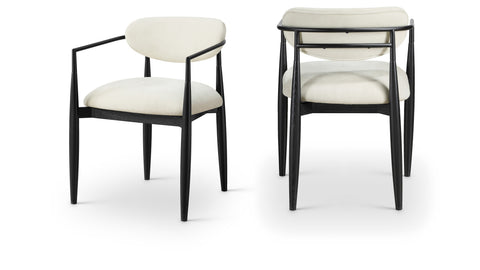 Harlow Cream Performance Fabric Upholstered Dining Arm Chair , 2-Piece (Style 5)